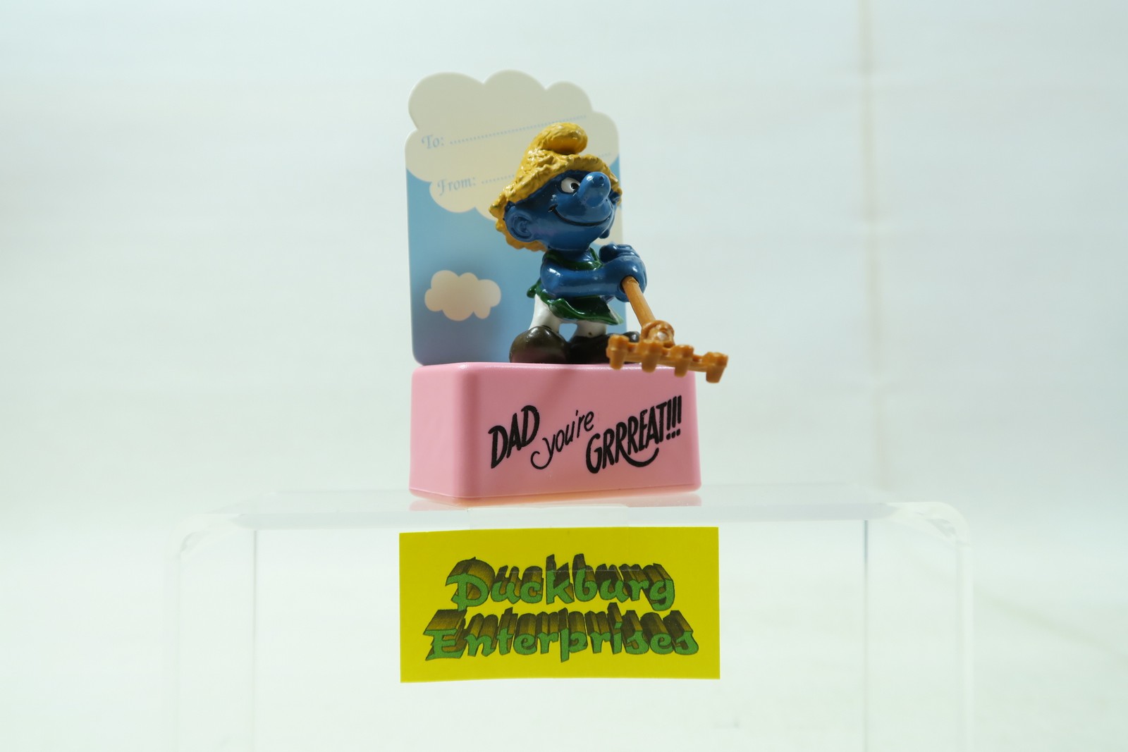 Viereck Spruchsockel  Gärtner Schlumpf  smurf podest Dad pink Schleich 156055