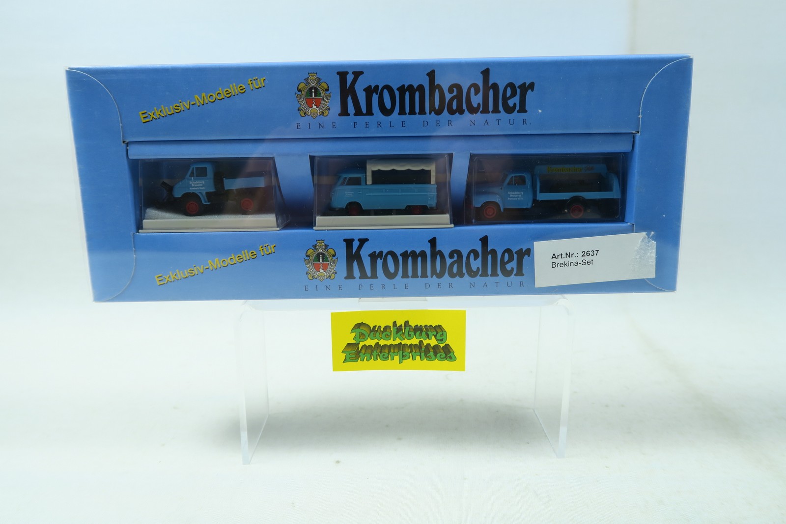 Brekina 2637 Krombacher Opel Blitz VW Bulli T1 MB Unimog 411 Set OVP 1:87 173589