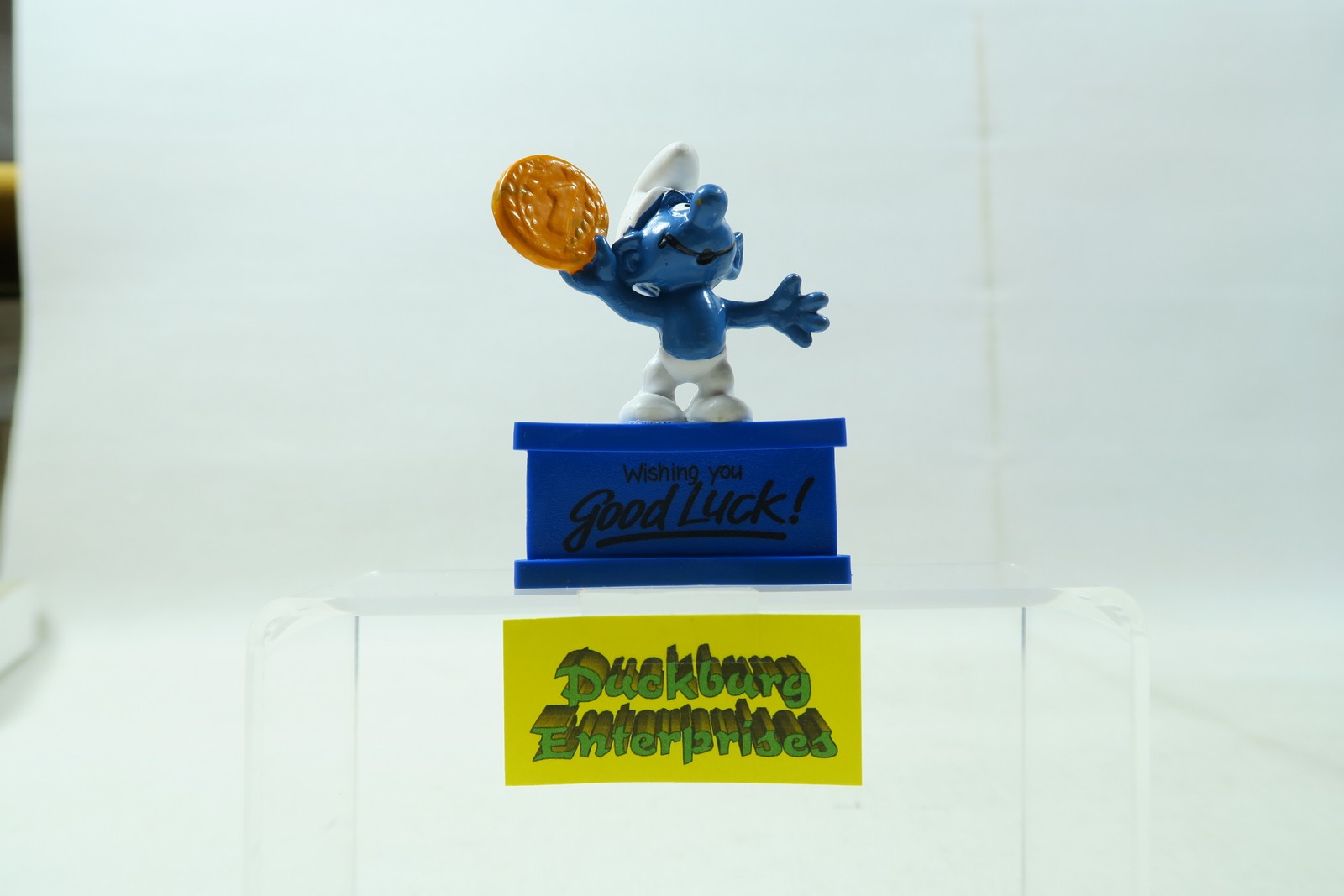 Dreieck Spruchsockel  Geld Schlumpf  smurf podest good luck blau Schleich 156127