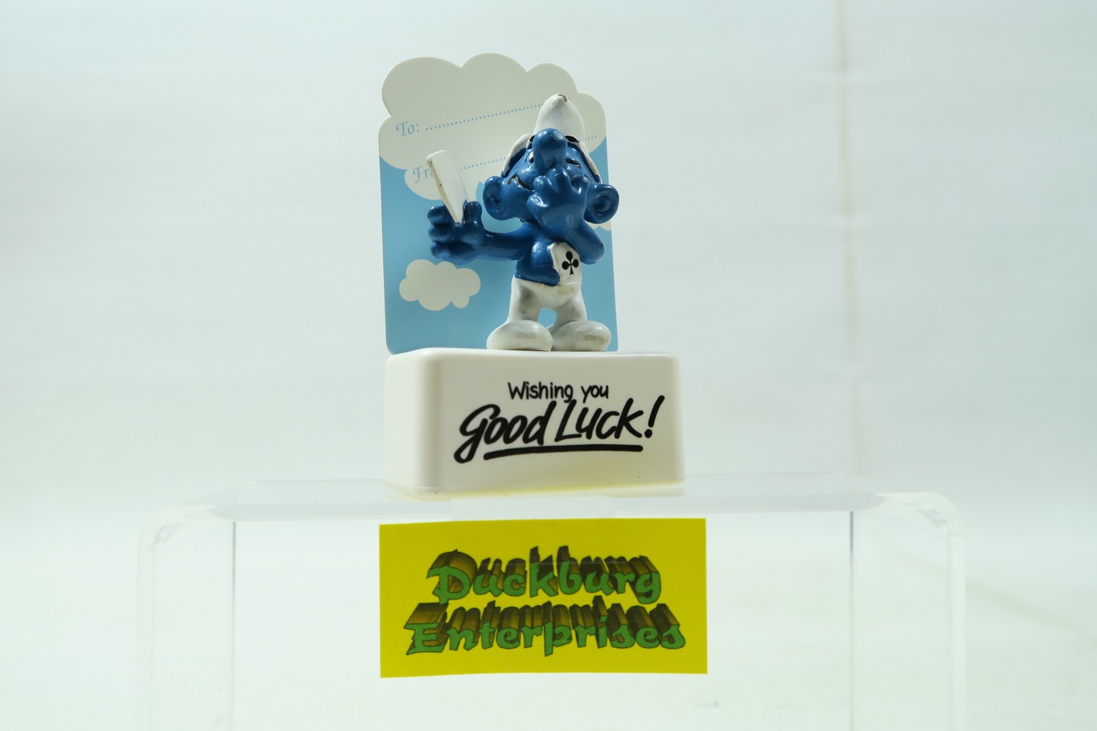 Viereck Spruchsockel  Karten Schlumpf  smurf podest wishing weiß Schleich 156079