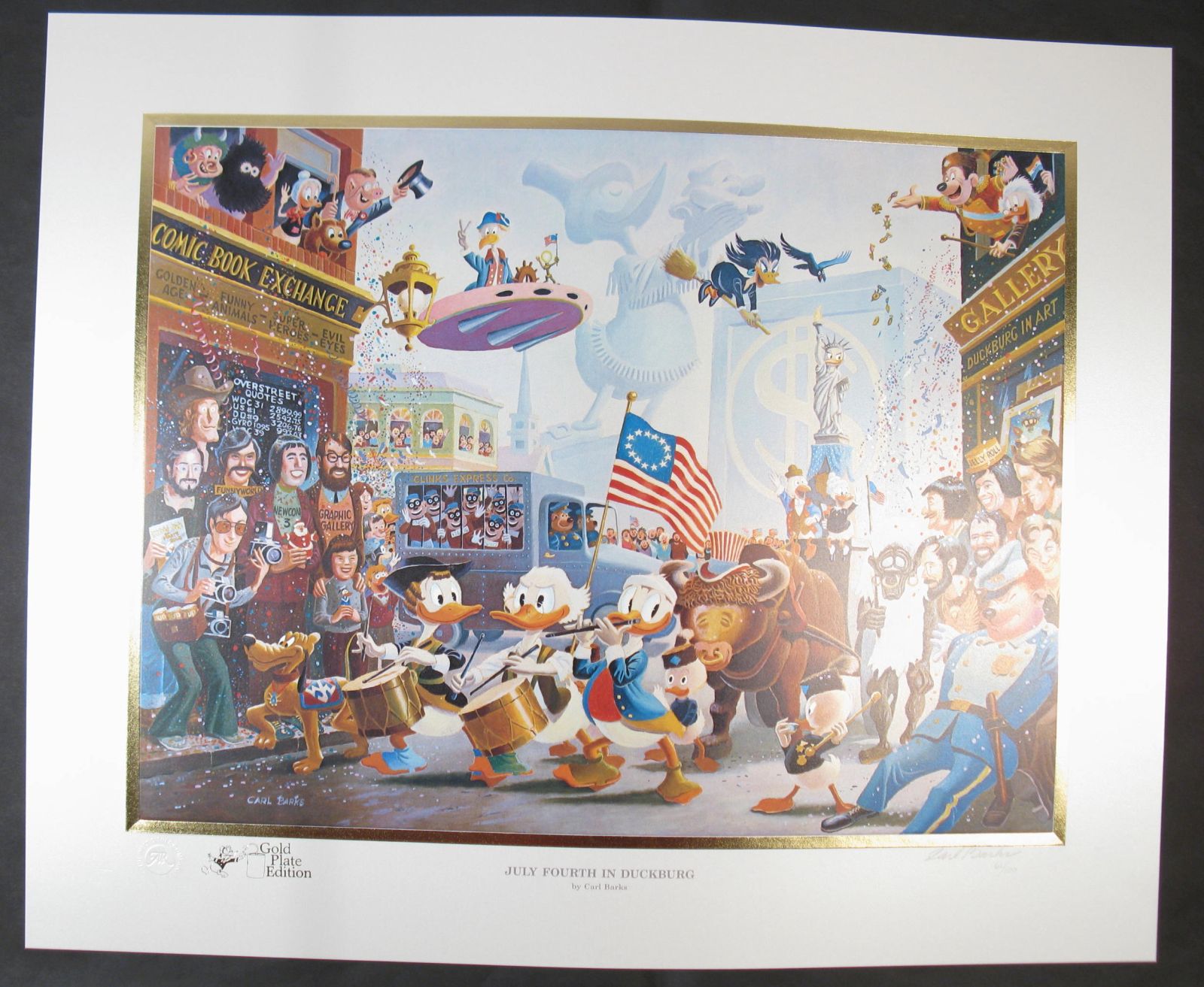 Barks Lithographie "4th of July in Duckburg" signiert