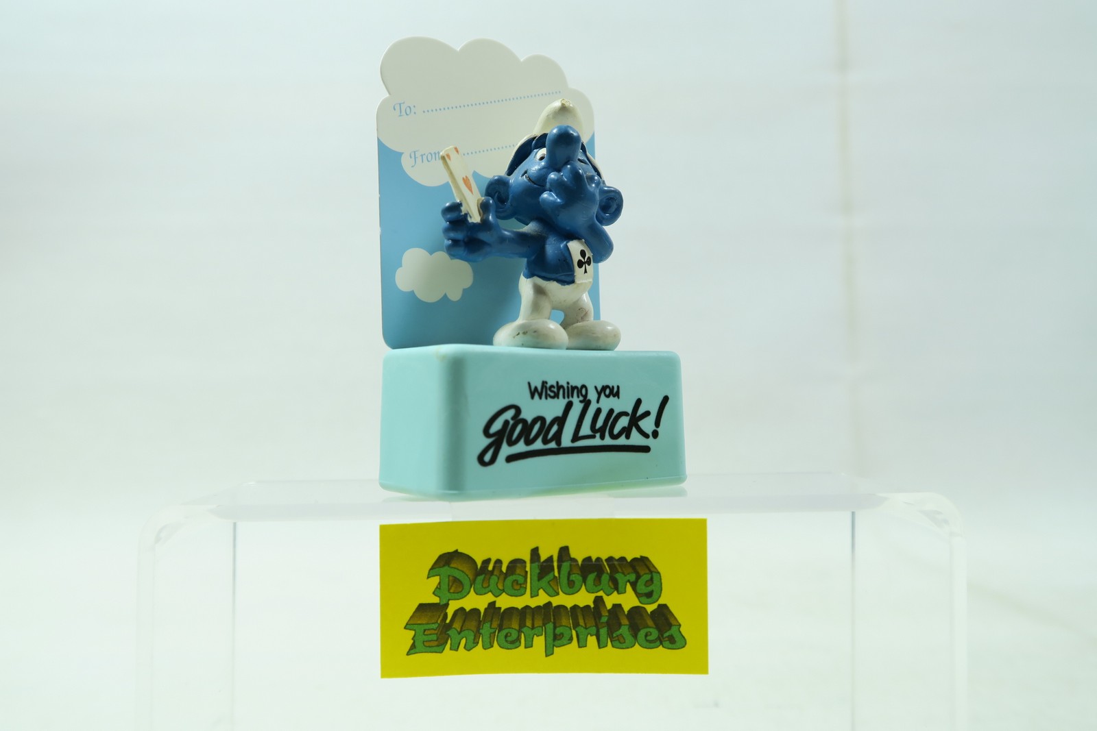 Viereck Spruchsockel  Karten Schlumpf  smurf podest wishing mintgr. Schleich 156081