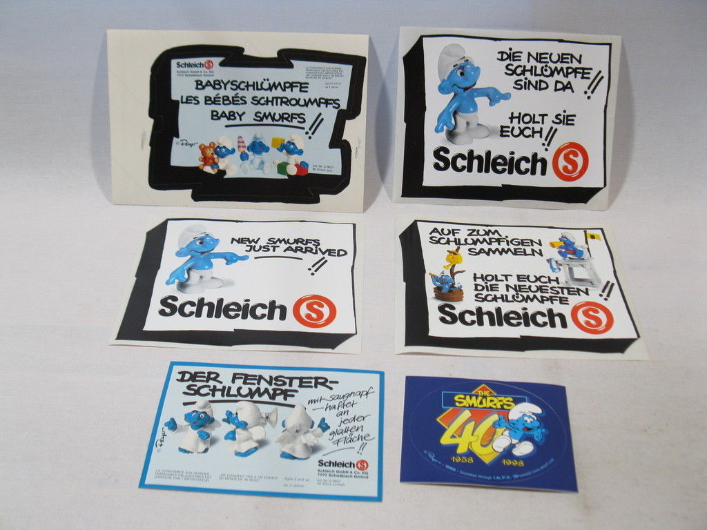 6 Schlumpf Werbe Aufkleber Schleich  smurf promo sticker  schtroumpf puffi 60808