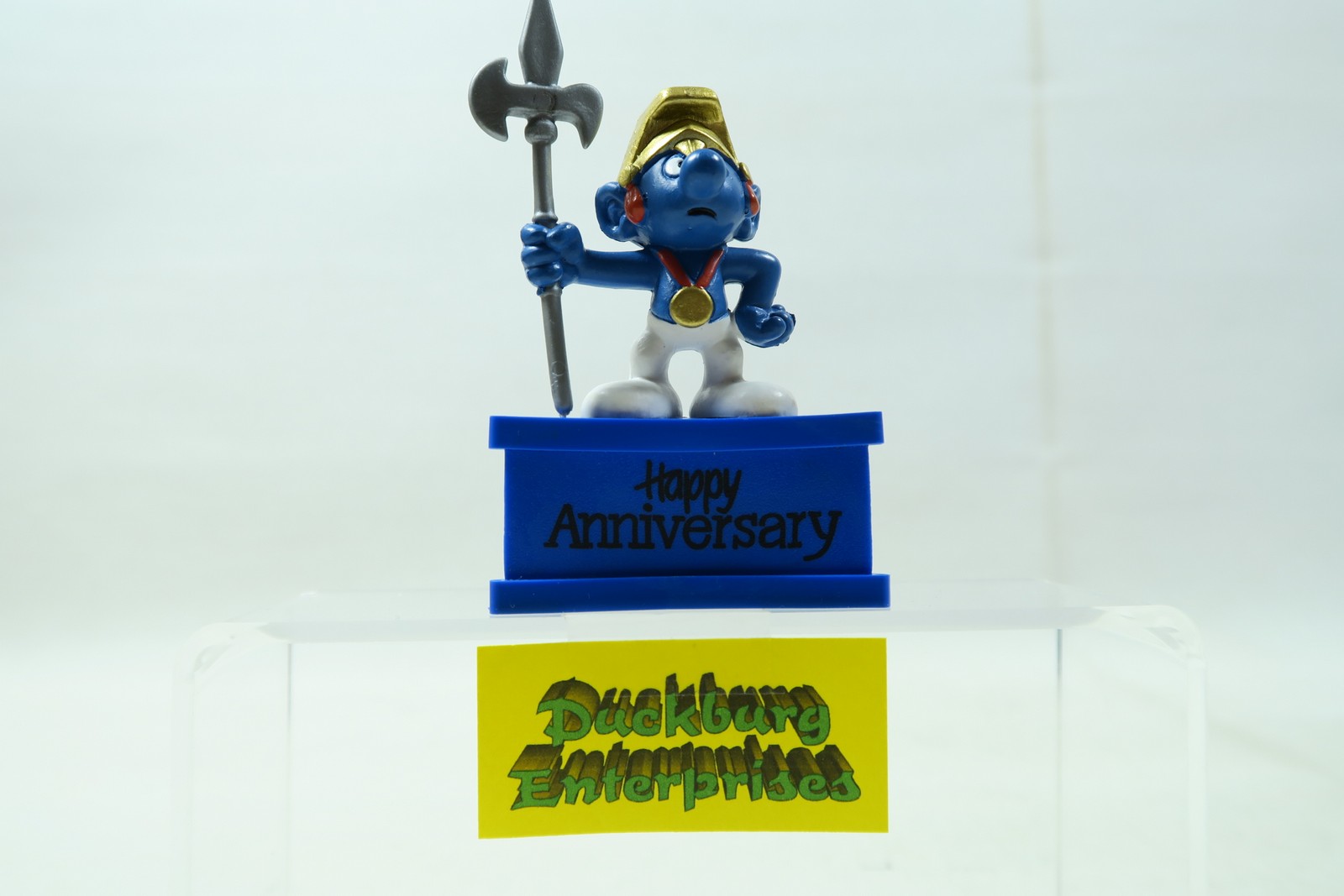 Dreieck Spruchsockel  Helebarden Schlumpf  smurf podest blau Schleich 156105