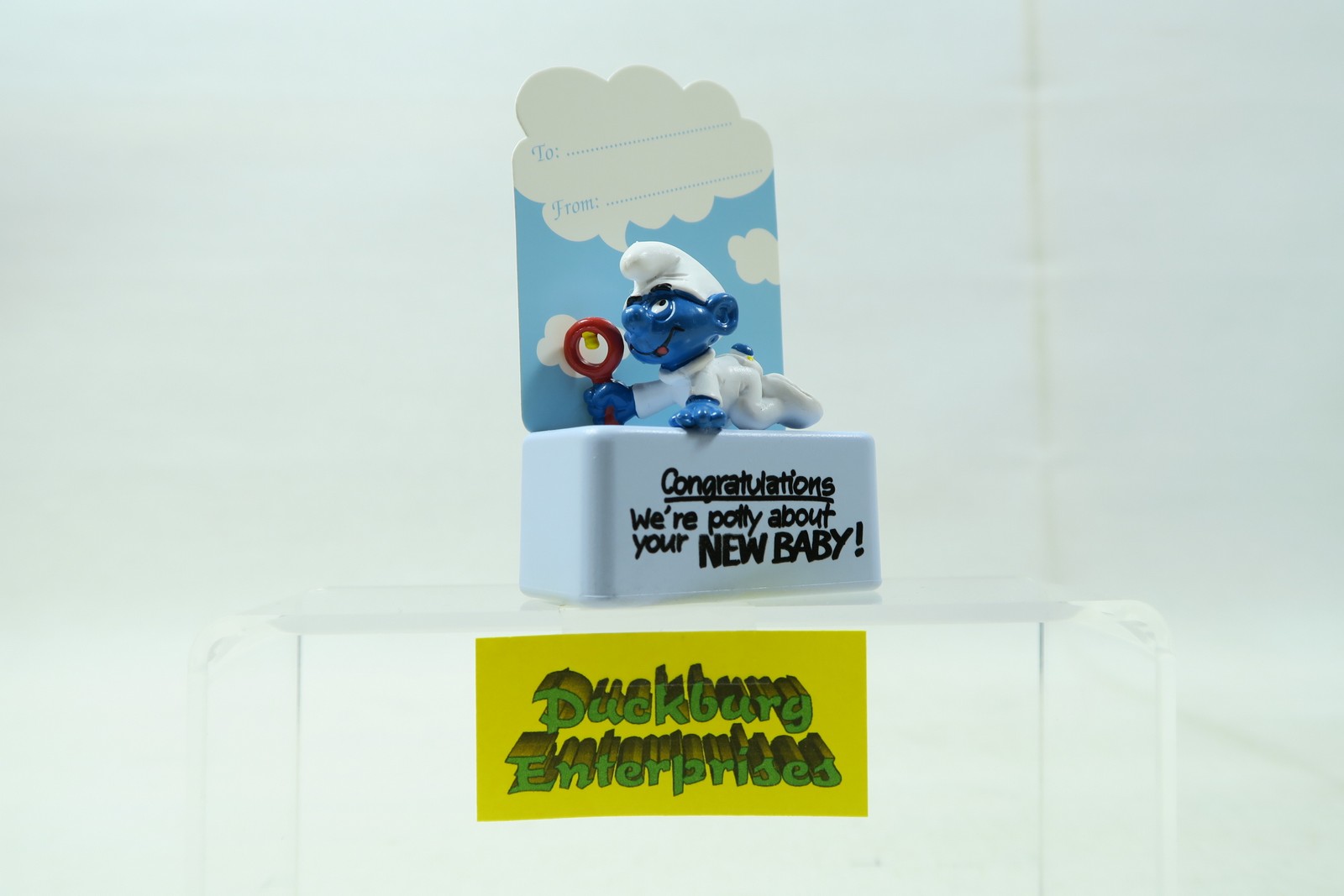 Viereck Spruchsockel  Baby Schlumpf weiß smurf podest  potty Schleich 156065