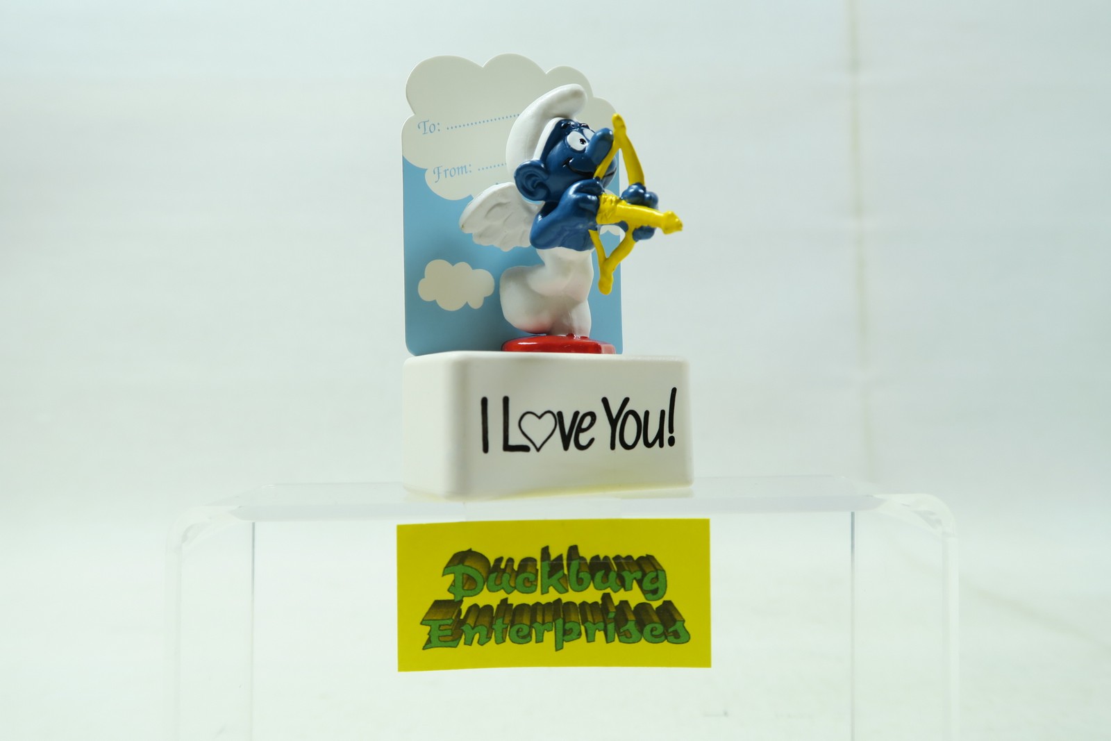 Viereck Spruchsockel  Amor Schlumpf  smurf podest  I love you Schleich 156049