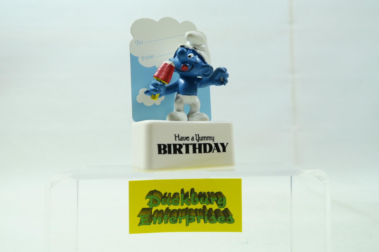 Viereck Spruchsockel  Eis Schlumpf  smurf podest yummy weiß Schleich 156095