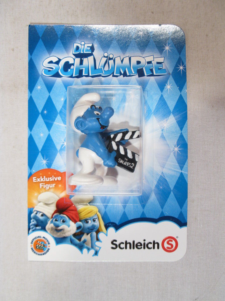 Werbe Schlumpf mit Regie Klappe   Schleich promo smurf schtroumpf puffi 64441