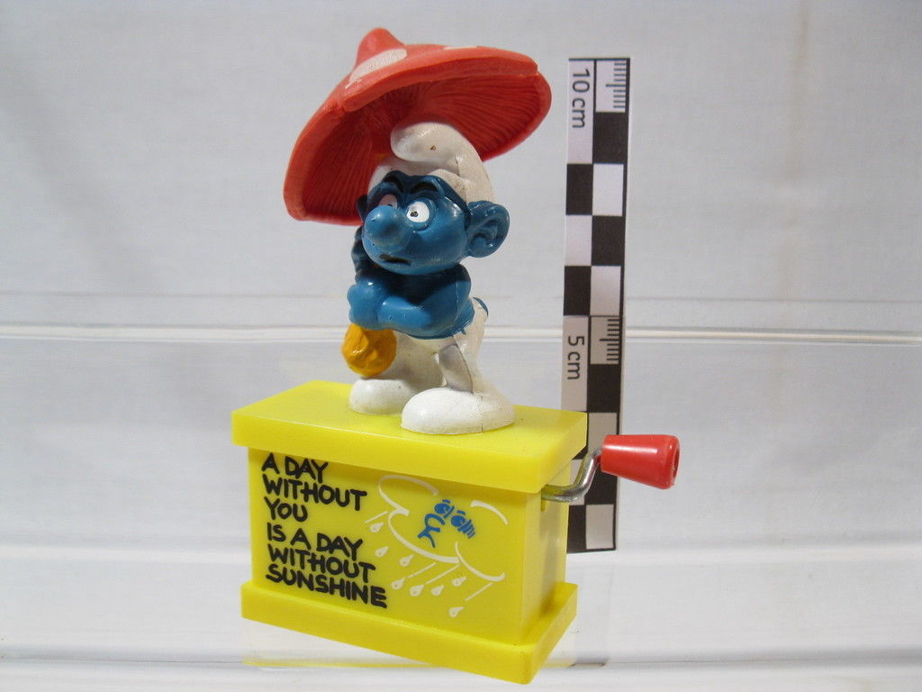 Spieluhr  Schirm Schlumpf  smurf musicbox  SCHLEICH schtroumpf  puffi 60911