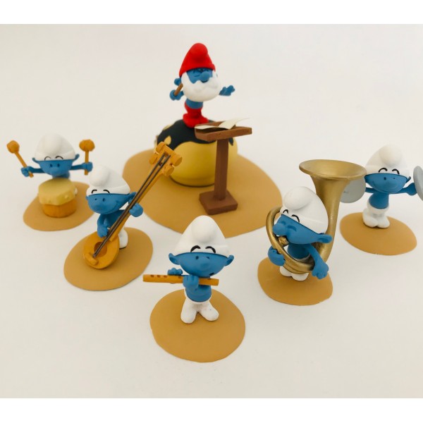 Kunstharz Ensemble Schlumpf Orchester Teil 1 Fariboles resin smurf puffi