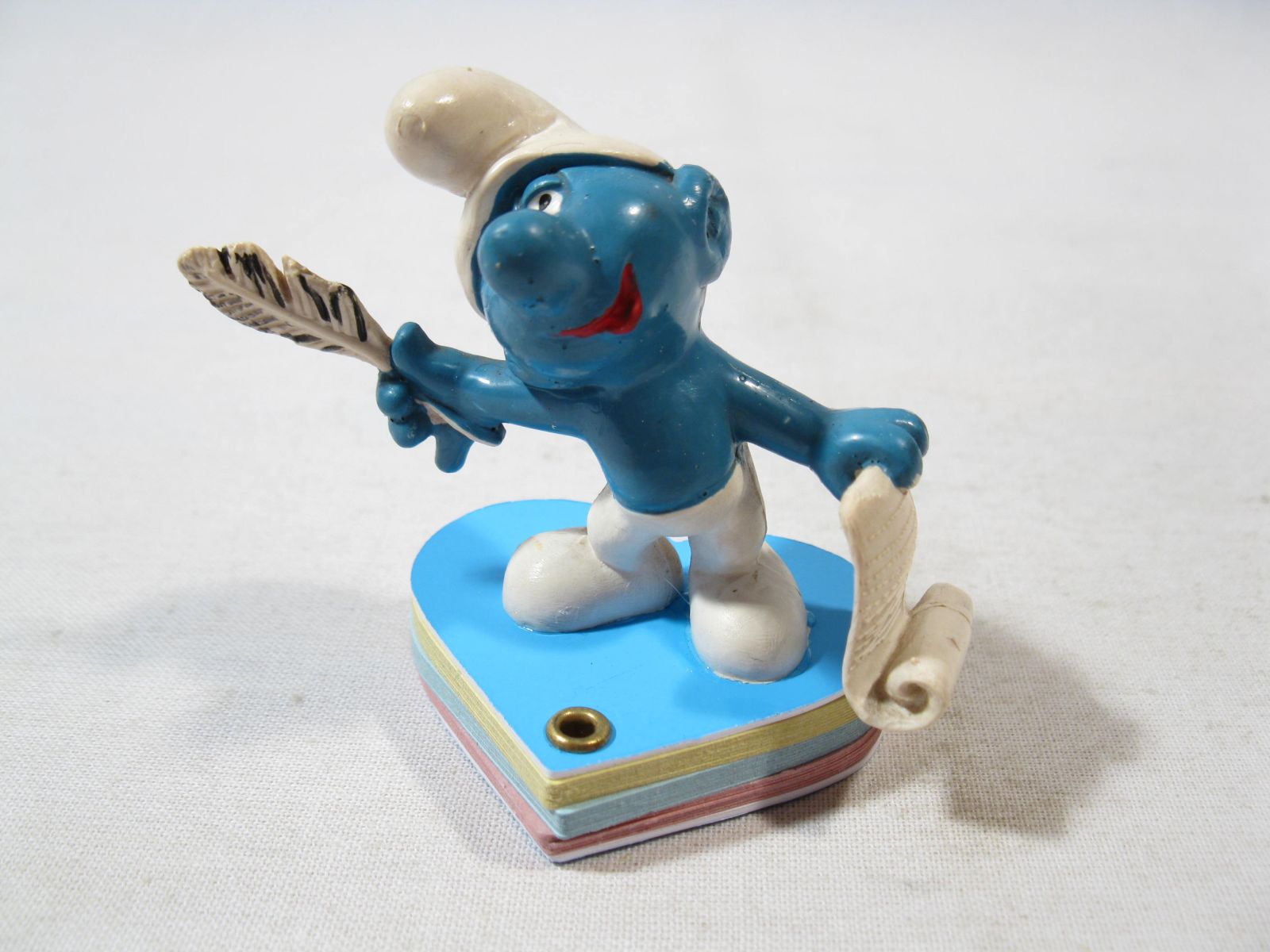 Dichter Schlumpf auf blauem Notizbuch  smurf on telephon book SCHLEICH 27192