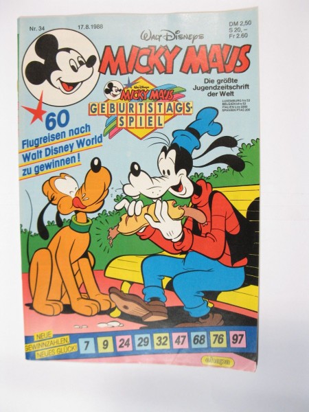 Micky Maus 1988/34 Originalheft vom 17.8.88 in Z (1-2) 55038