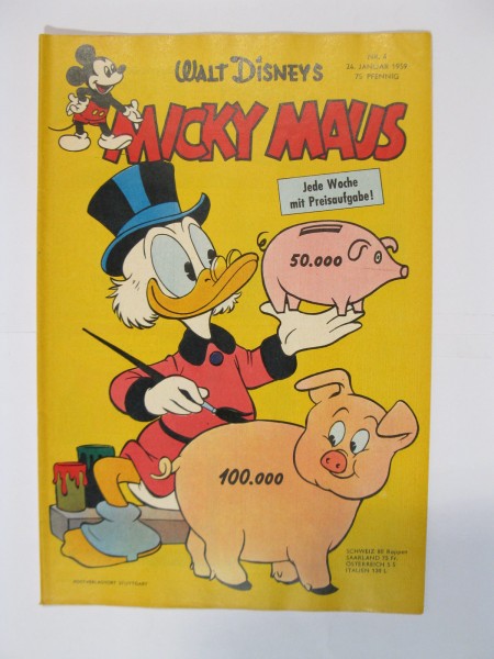 Micky Maus 1959/ 4 Originalheft vom 24.1. 59 in Z (1 oS) 57452