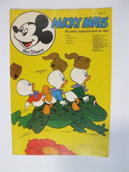 Micky Maus 1974/ 9 Originalheft vom 2.3.74 im Z (0-1). 75813