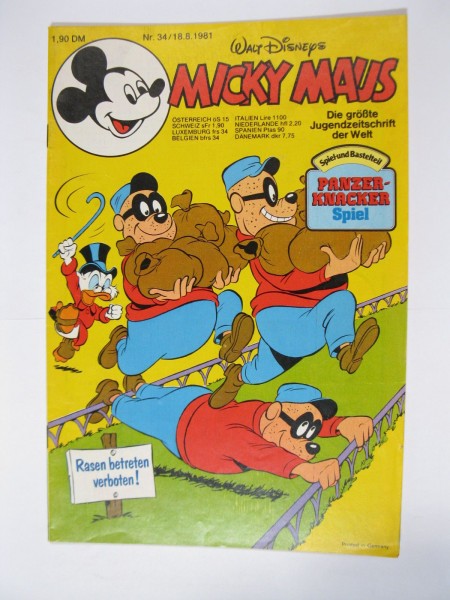 Micky Maus 1981/34 Originalheft vom 18.8.81 im Z (1-2). 77807