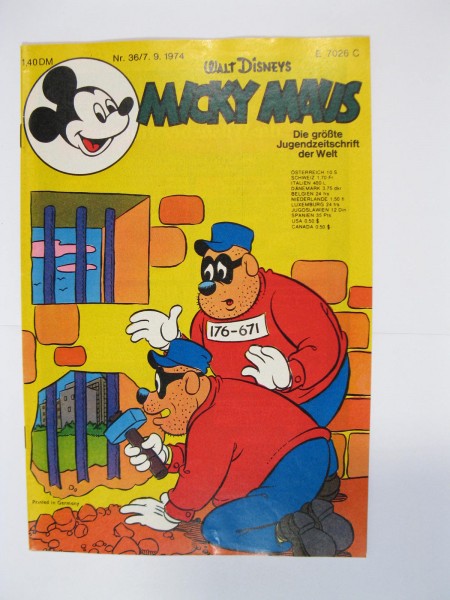Micky Maus 1974/36 Originalheft vom 7.9.74 in Z (1 oS) 54316