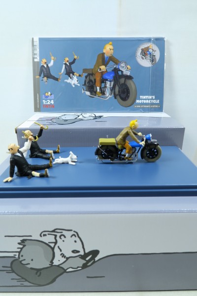 Tim & Struppi Tintin Auto 1/24 Tim auf Motorrad mit Schulzes Moulinsart 29970