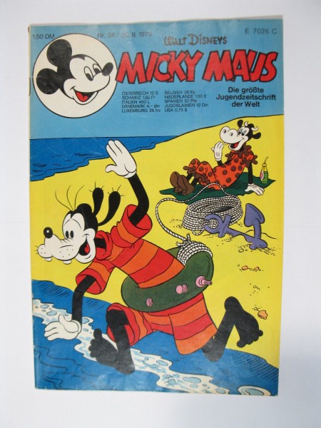 Micky Maus 1975/34 Originalheft vom 23.8.75 im Z (1-2 oS). 75963
