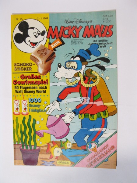 Micky Maus 1984/45 Originalheft vom 3.11.84 im Z (1-2). 78103