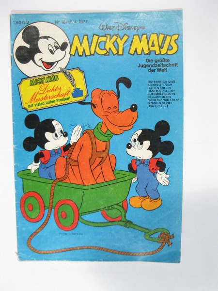 Micky Maus 1977/16 Originalheft vom 16.4.77 im Z (2). 77379