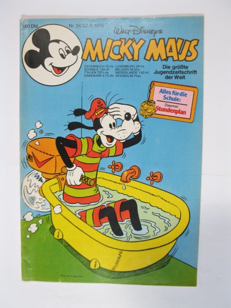 Micky Maus 1978/34 Originalheft vom 22.8.78 im Z (1-2). 77511