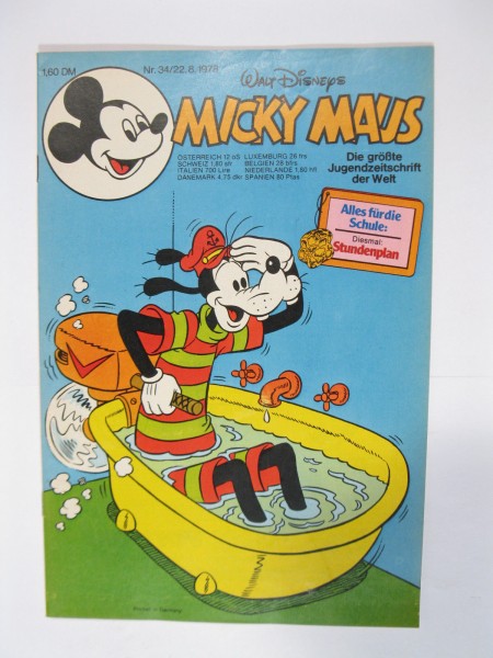 Micky Maus 1978/34 Originalheft vom 22.8.78 im Z (1). 77509