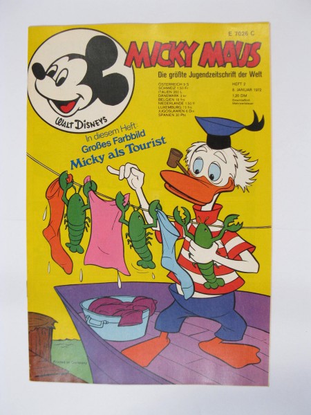 Micky Maus 1972/ 2 Originalheft vom 8.1.72 in Z (1 oS) 54178