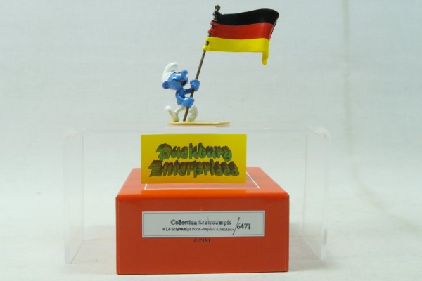 Schlumpf mit Deutschland Flagge / Fahne Metall Fa. Pixi