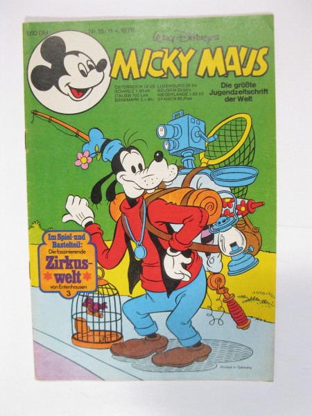 Micky Maus 1978/15 Originalheft vom 11.4.78 im Z (1/1-2). 77475