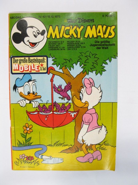 Micky Maus 1975/42 Originalheft vom 18.10.75 in Z (2 /+Beilage) 58677