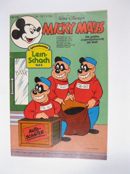 Micky Maus 1981/15 Originalheft vom 7.4.81 im Z (1). 77771