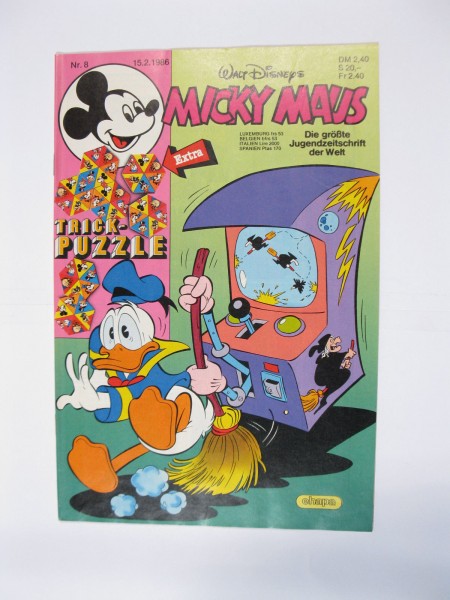 Micky Maus 1986/ 8 Originalheft vom 15.2.86 in Z (1-2) 54911