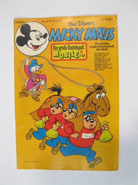 Micky Maus 1975/41 Originalheft vom 11.10.75 in Z (1-2/2) 51827