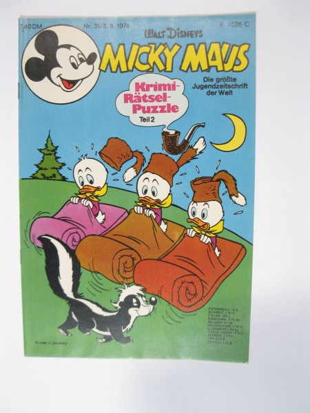 Micky Maus 1974/31 Originalheft vom 3.8.74 im Z (0-1). 75857