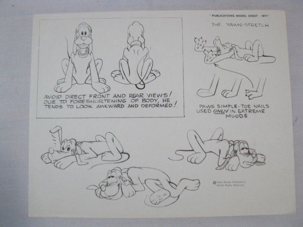 Publications Model Sheet von 1971 : PLUTO Walt Disney 72820