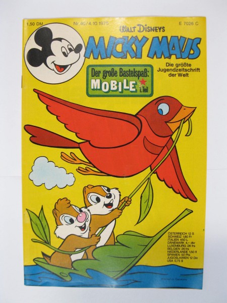 Micky Maus 1975/40 Originalheft vom 4.10.75 in Z (0-1 oS) 54372