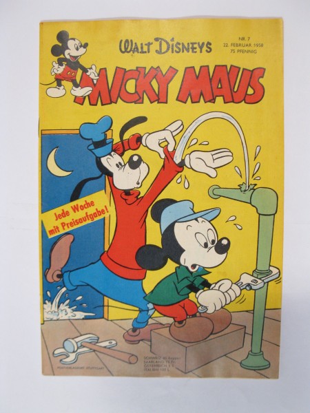 Micky Maus 1958/ 7 Originalheft vom 22.2.58 in Z (1/1-2 oS) 58248