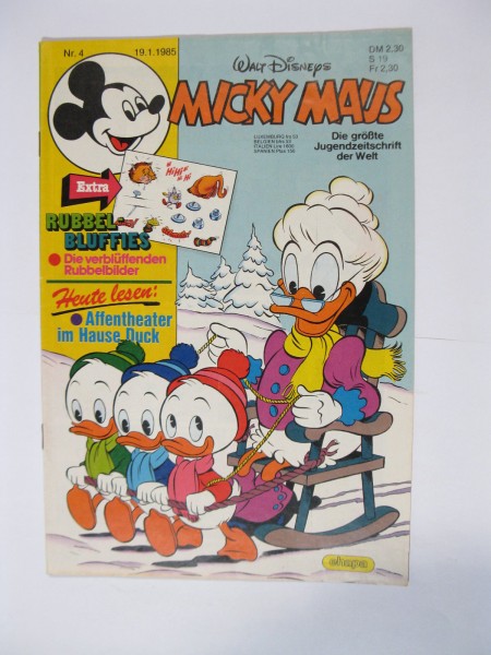 Micky Maus 1985/ 4 Originalheft vom 19.1.85 im Z (1-2). 78125