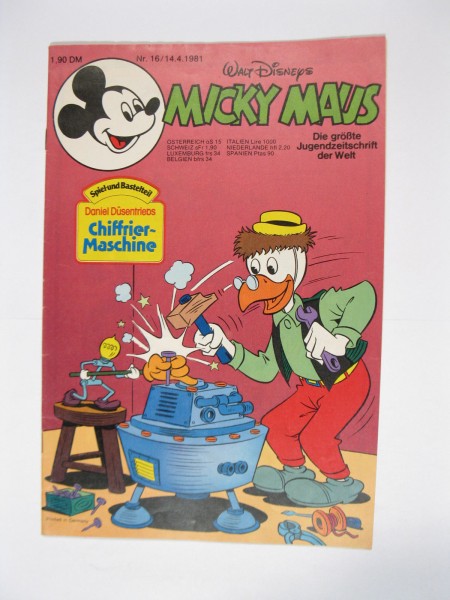 Micky Maus 1981/16 Originalheft vom 14.4.81 im Z (1-2). 77773