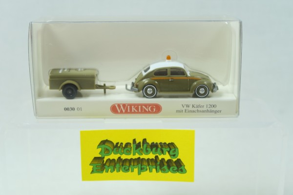 Wiking 003001 VW Käfer 1200 mit Einachsanhänger braun in OVP 1:87 171031