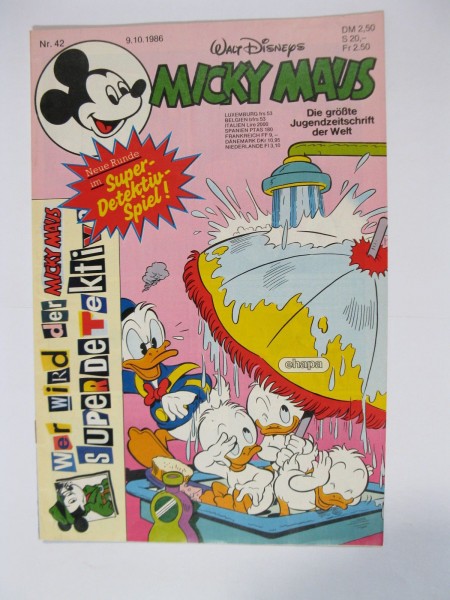 Micky Maus 1986/42 Originalheft vom 9.10.86 im Z (1/1-2). 78247