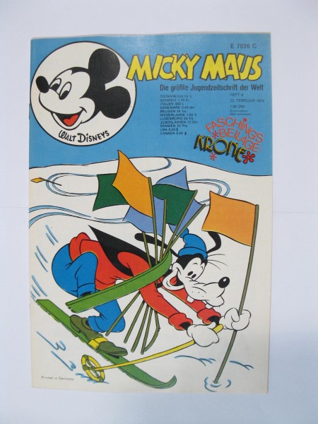 Micky Maus 1974/ 8 Originalheft vom 23.2.74 in Z (1 oS) 54289