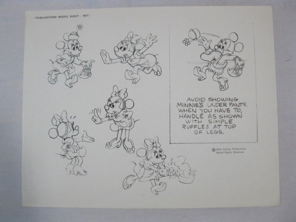 Publications Model Sheet von 1971 : Minni Maus Walt Disney 72825