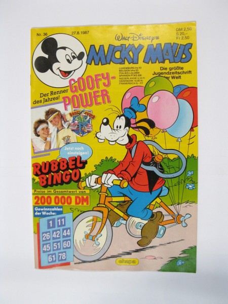 Micky Maus 1987/36 Originalheft vom 27.8.87 in Z (1) 54991