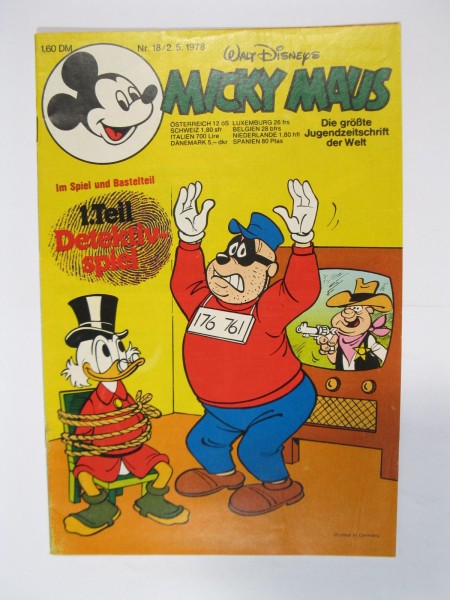 Micky Maus 1978/18 Originalheft vom 2.5.78 im Z (1-2). 77483