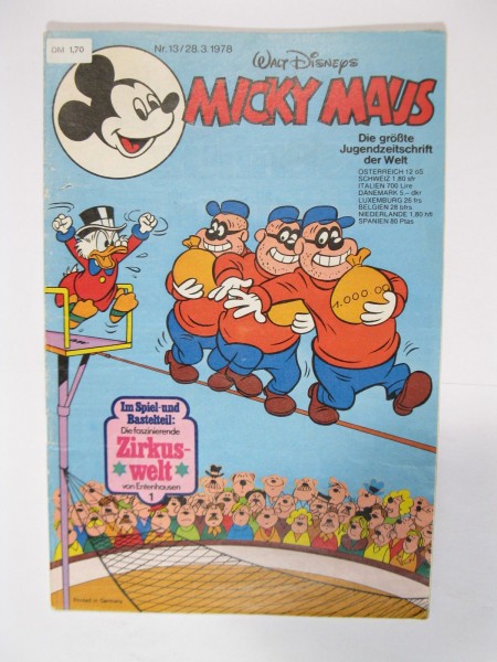 Micky Maus 1978/13 Originalheft vom 28.3.78 im Z (2). 77471