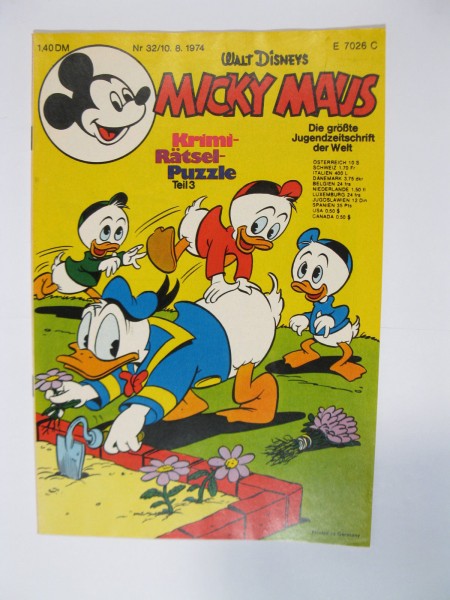 Micky Maus 1974/32 Originalheft vom 10.8.74 im Z (0-). 75859