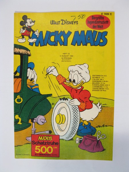 Micky Maus 1969/32 Originalheft vom 9.8. 69 in Z (1-2 NZ /+KS) 57908