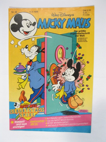 Micky Maus 1988/38 Originalheft vom 14.9.88 im Z (1-2). 78419