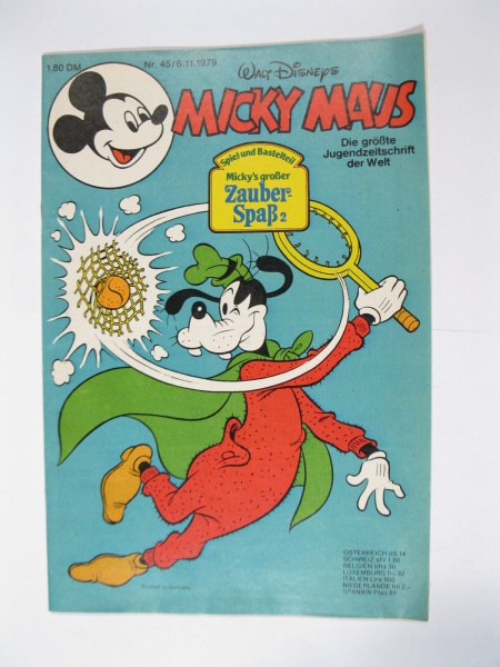 Micky Maus 1979/45 Originalheft vom 6.11.79 im Z (1-2). 77621